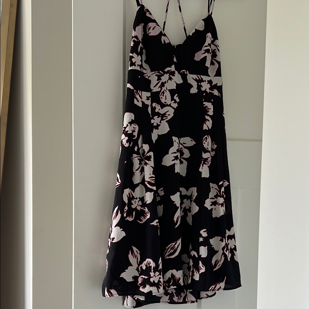 Express Black and Pink Spaghetti Strap Midi Sundress